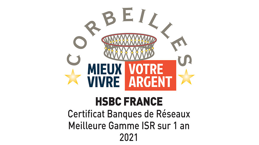 Logo Corbeilles Mieux Vivre Votre Argent pour le certificat Banques de Réseaux Meilleure Gamme ISR for 1 year HSBC France 2021.